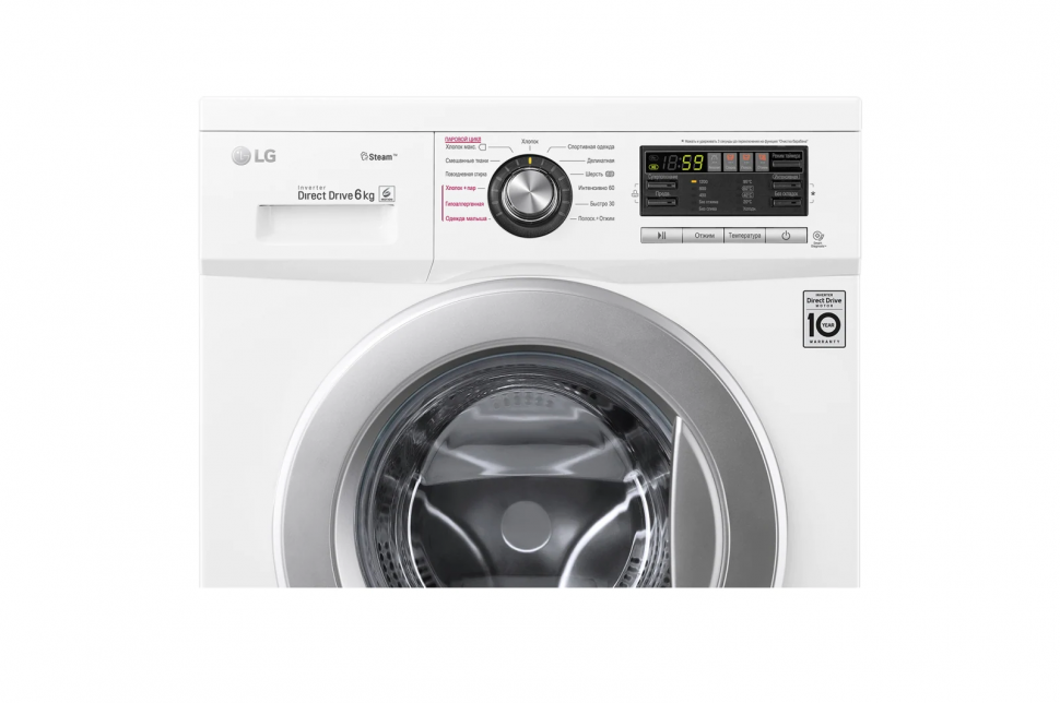 Стиральная машина LG F1296NDS1, белый/серебристый матовый