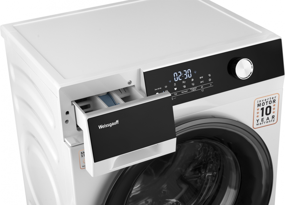 Cтиральная машина с инвертором и паром Weissgauff WM 4948 Premium Inverter Steam
