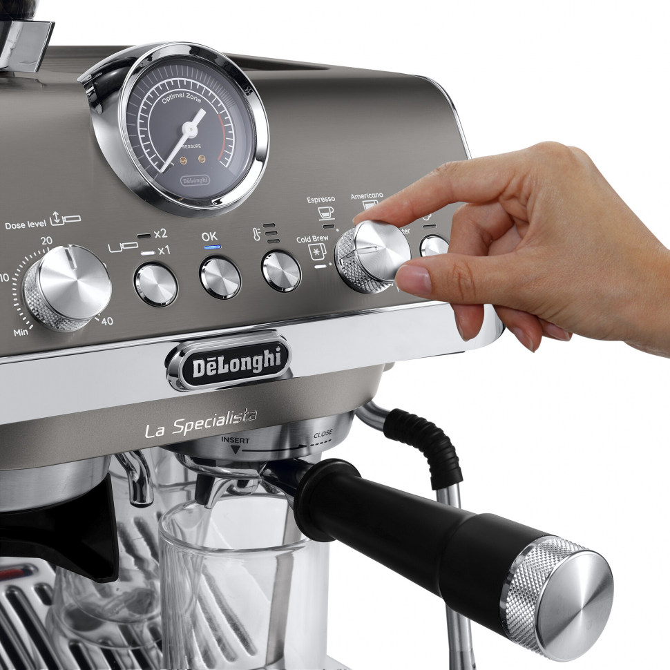 Рожковая кофеварка DeLonghi EC9255. T цвет серый, титановый