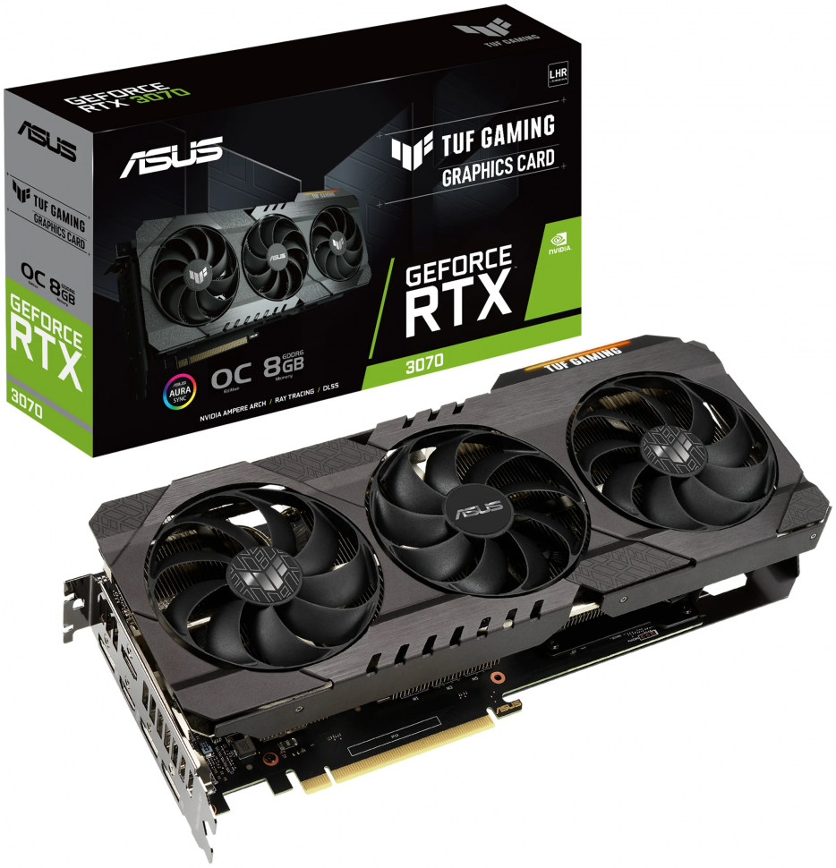 Видеокарта ASUS TUF Gaming GeForce RTX 3070 V2 OC Edition 8GB, TUF-RTX3070-O8G-V2-GAMING, Retail