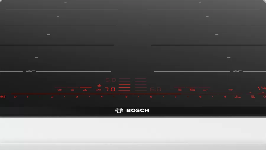 Индукционная варочная панель Bosch PXX675DV1E, цвет панели черный, цвет рамки серебристый