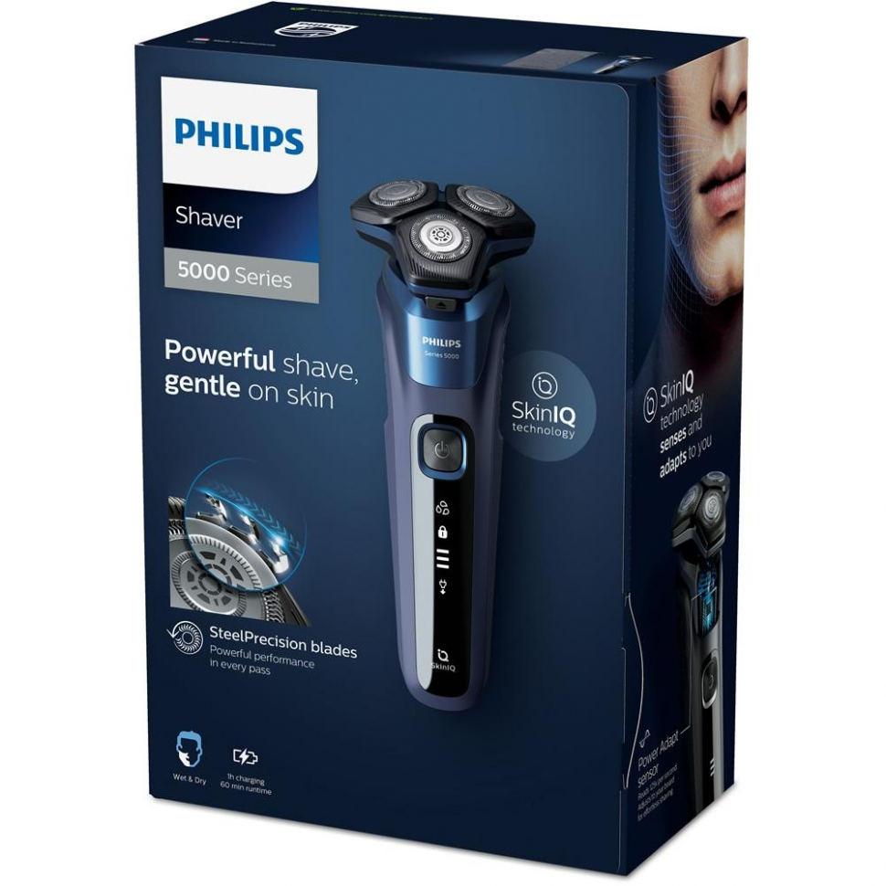 Электробритва Philips Series 5000 SkinIQ S5585/10, темно-синий