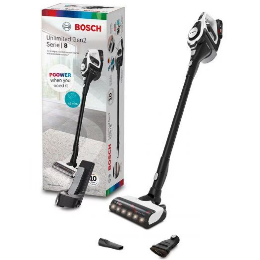 Пылесос Bosch Unlimited 8 Gen2 BBS 8213W, черный/белый