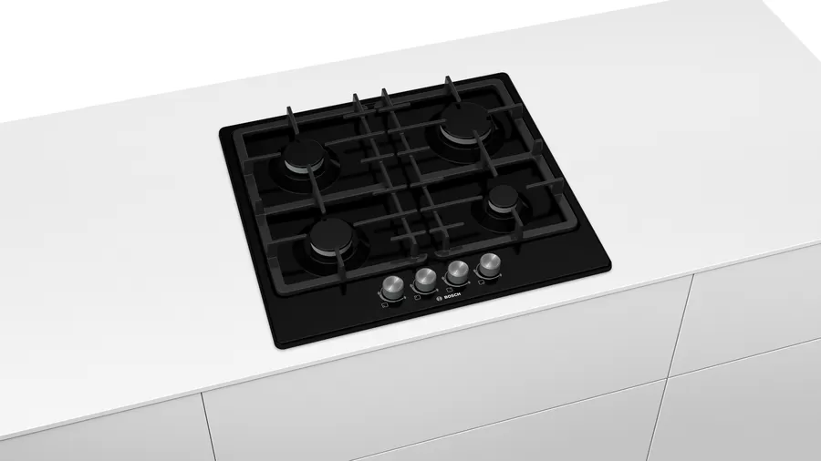 Газовая варочная панель Bosch PGP6B6O93R, цвет панели черный, цвет рамки черный